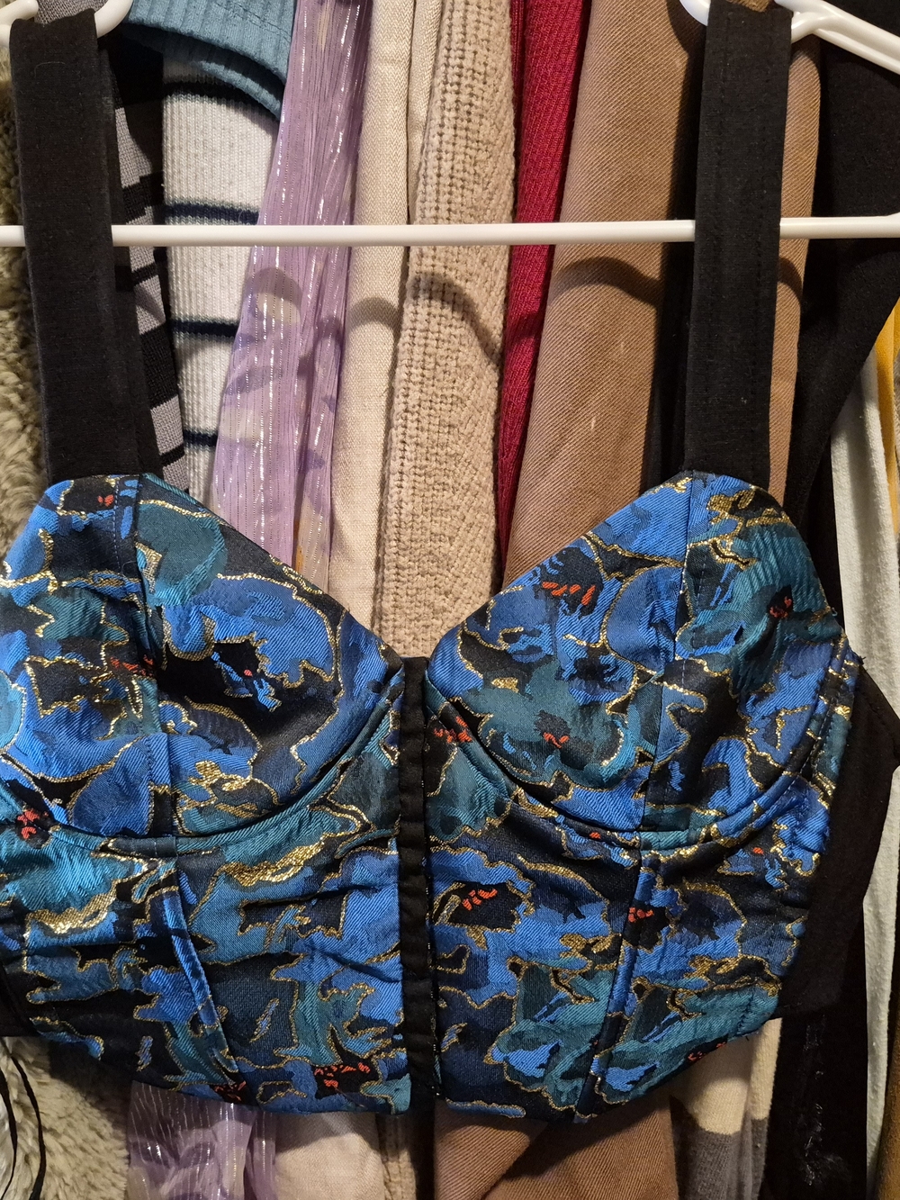 Zara Black Top with Blue Hardware Detail